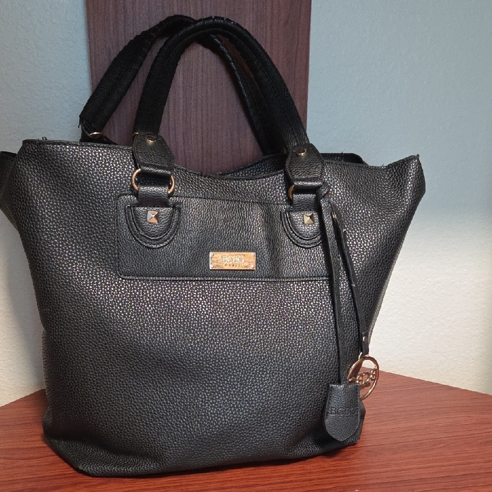 BCBG Black Pebbled Tote Bag